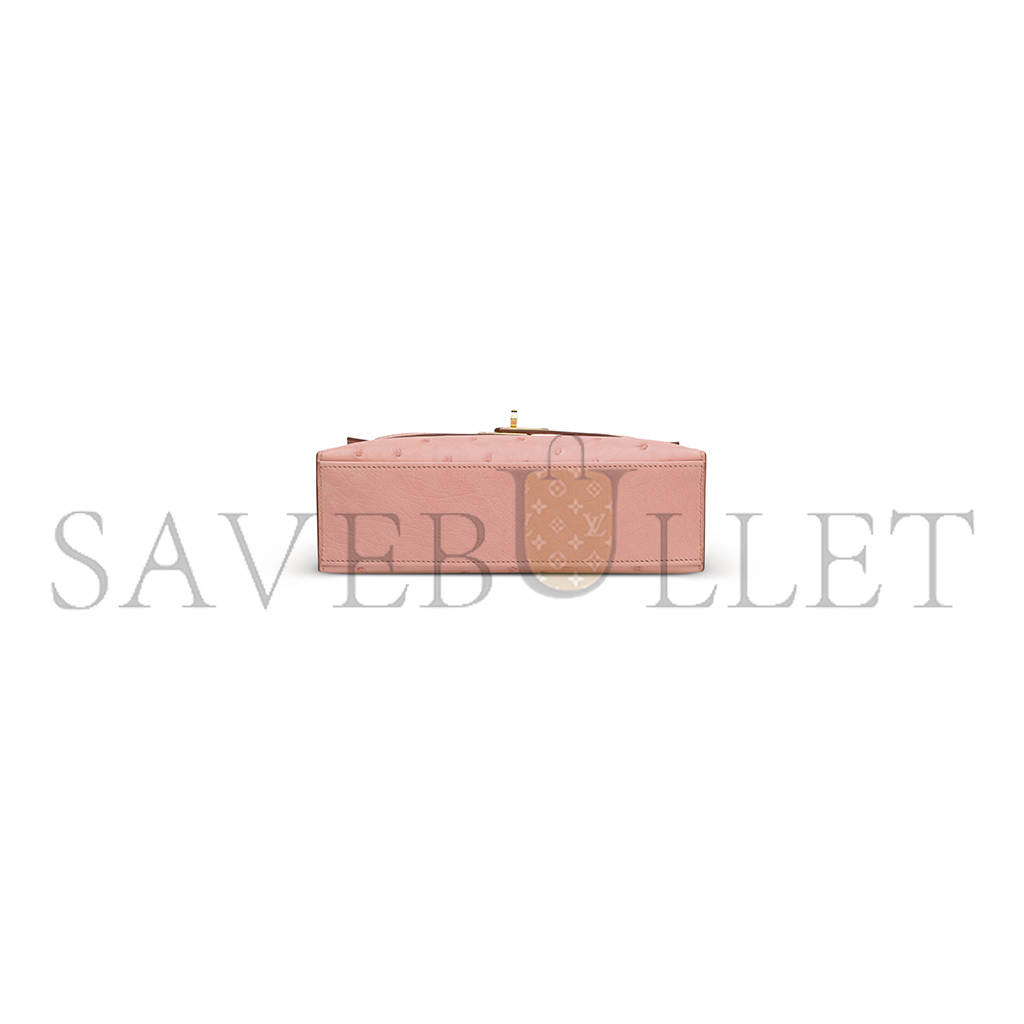 HERMÈS MASTER A TERRE CUITE OSTRICH KELLY POCHETTE WITH GOLD HARDWARE (22*14*7cm) 